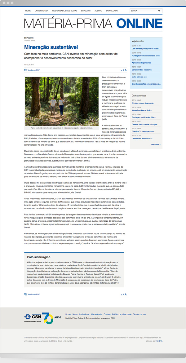 CSN Matéria Prima — tela 2
